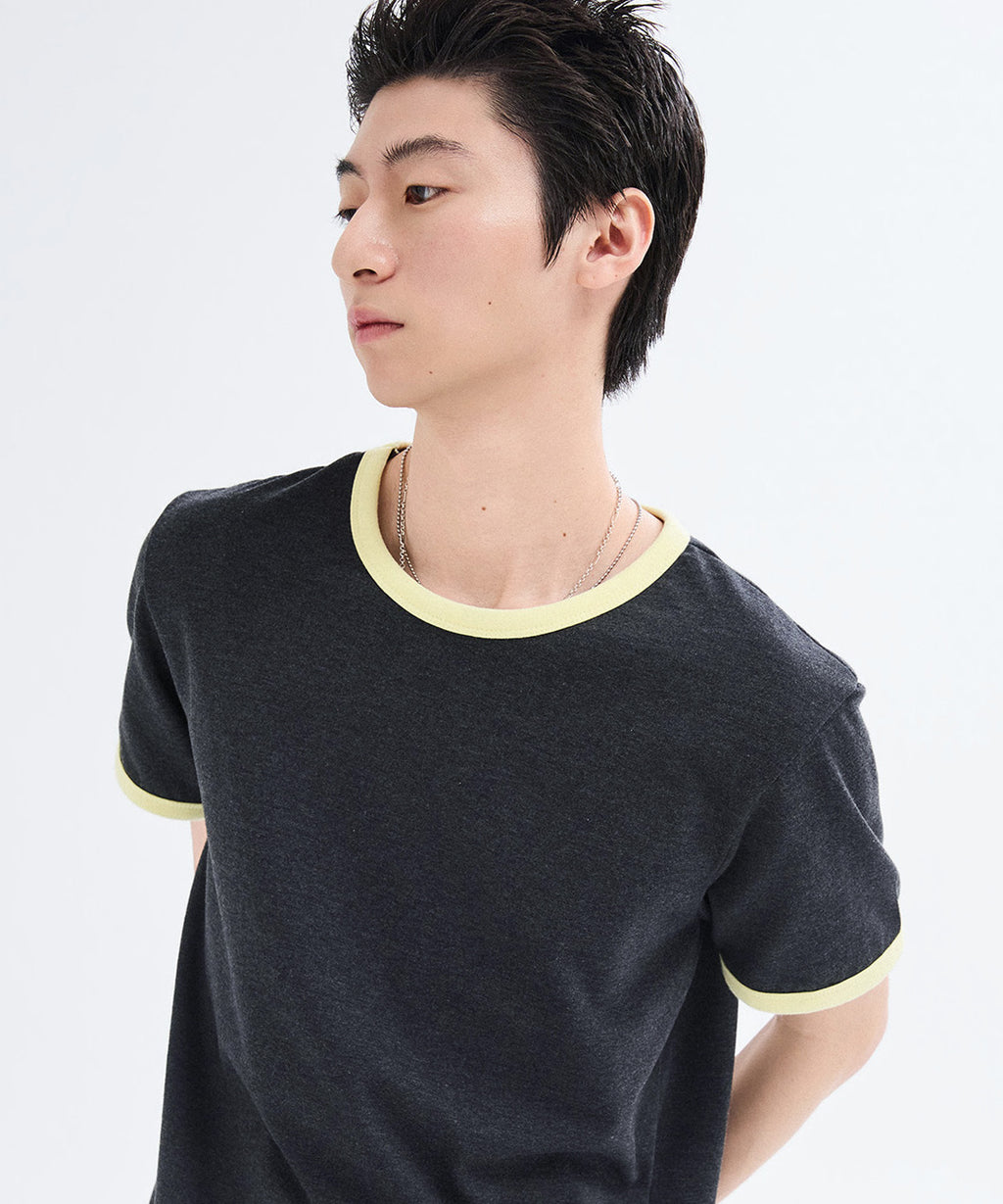 Essential Ringer Color-Block T-Shirt [Charcoal]