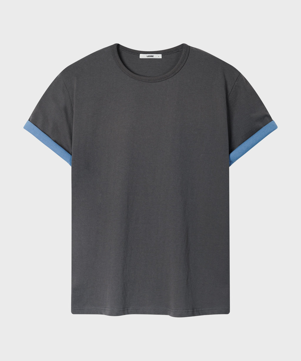Color Layered Roll-Up T-Shirt [Charcoal]
