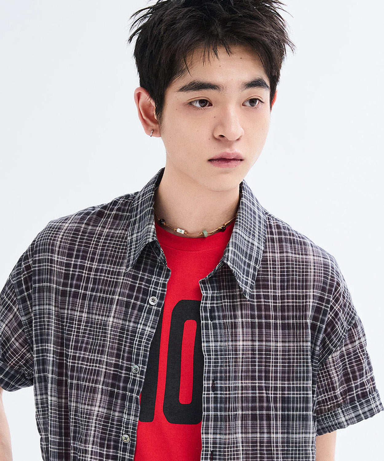 Vintage Wrinkle Check Short Sleeve Shirt [Charcoal]