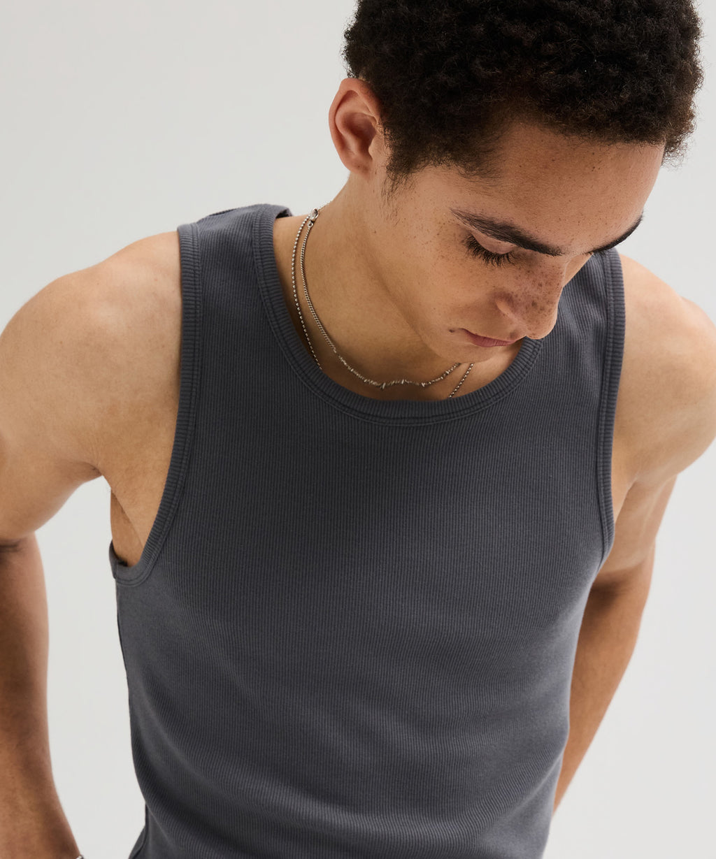 Essential Ribbed Sleeveless [Charcoal]
