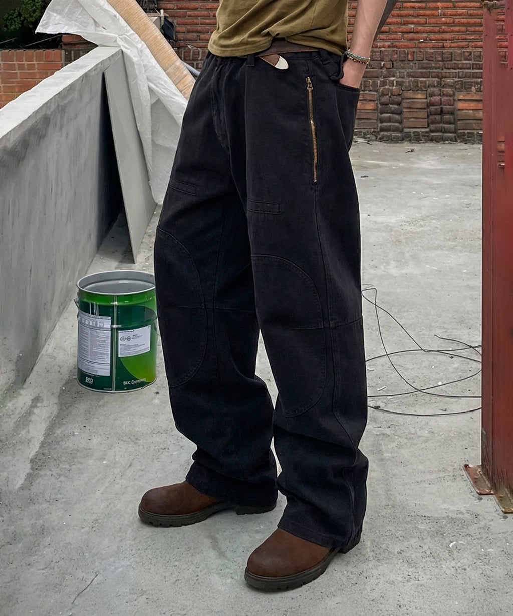 Side Zipper Garment Dyed Cargo Pants [Charcoal]