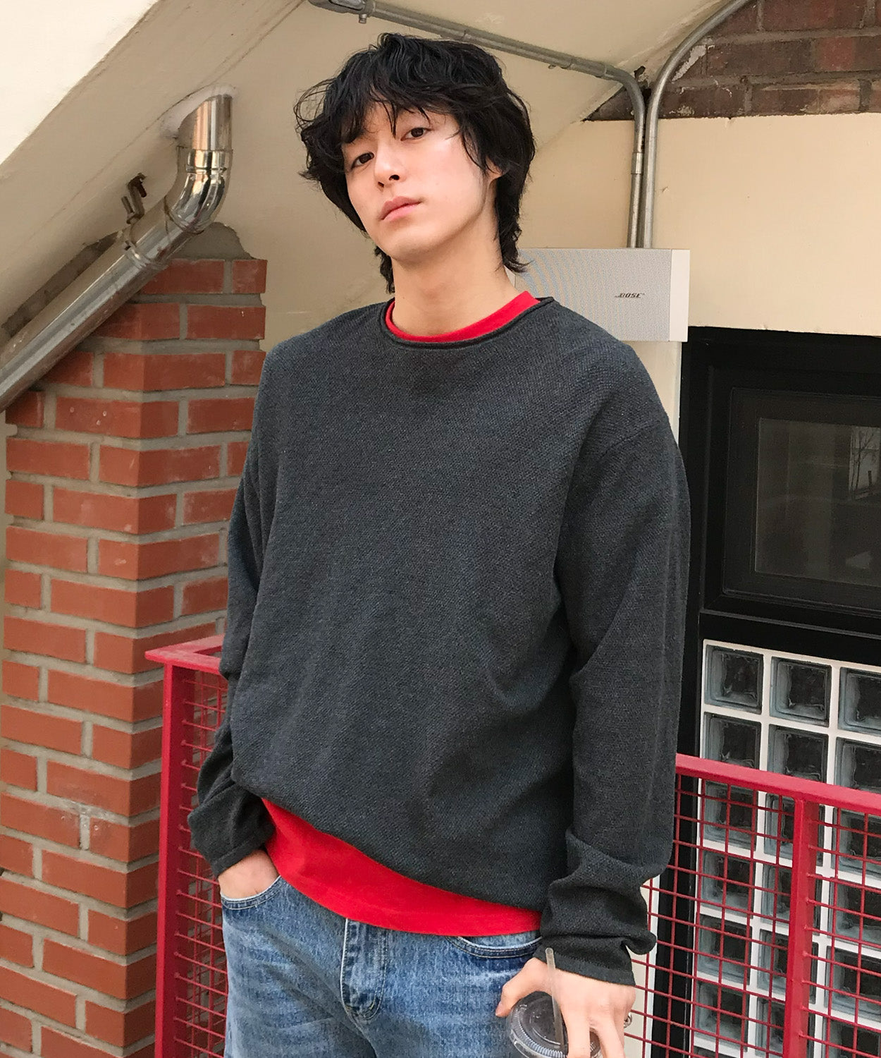 Cut-Off Texture Knit [Charcoal]