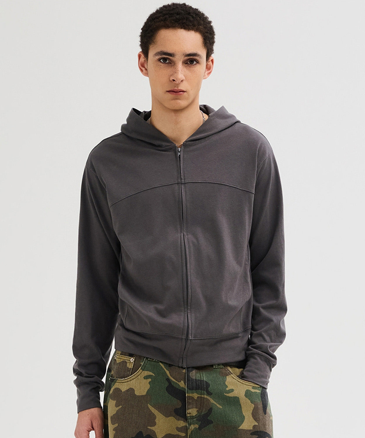 Slim Fit Hoodie Zip-Up [Charcoal]