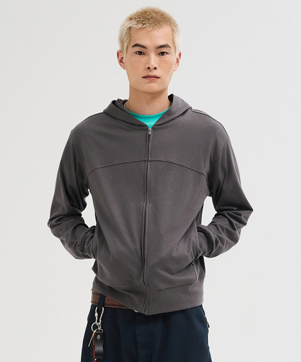 Slim Fit Hoodie Zip-Up [Charcoal]