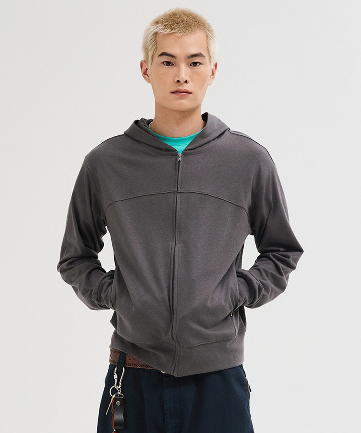 Slim Fit Hoodie Zip-Up [Charcoal]