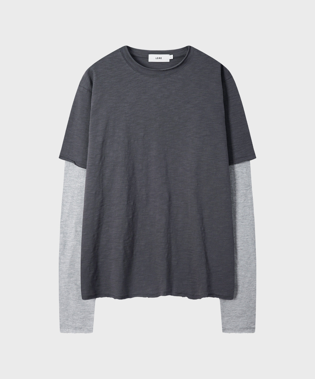 Cut-Off Layered Long Sleeve T-Shirt [Charcoal]