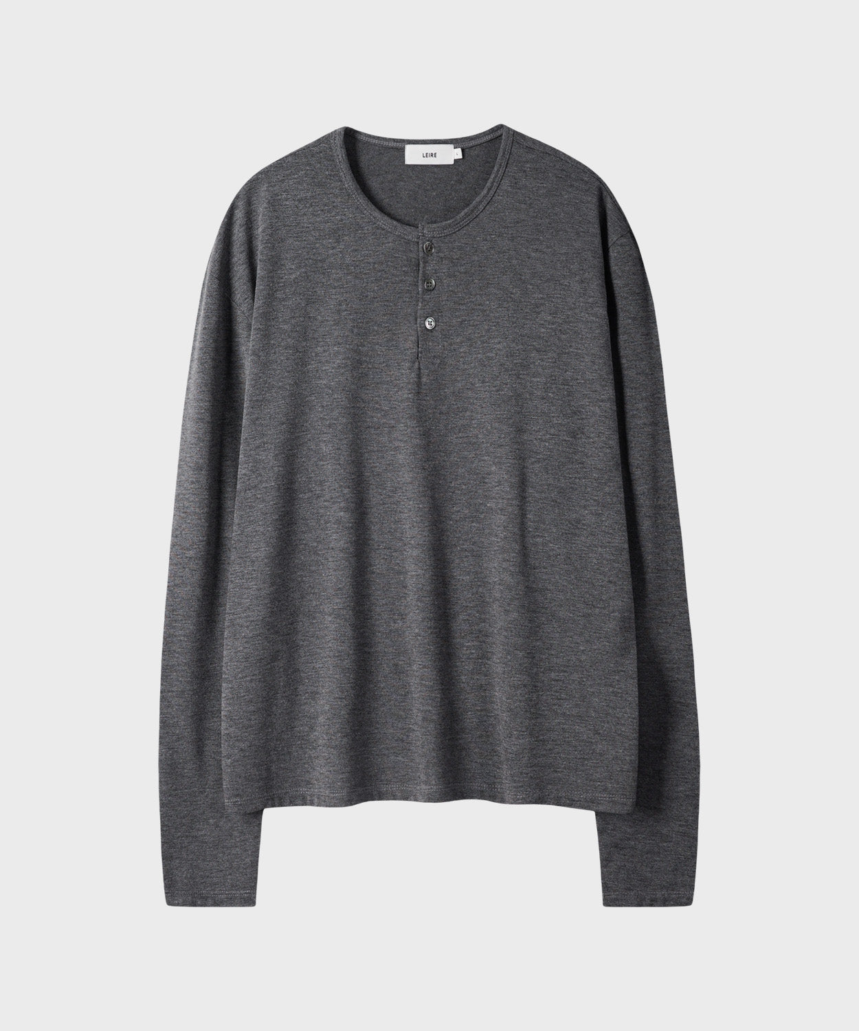 Soft Henley Neck Long Sleeve T-Shirt [Charcoal]