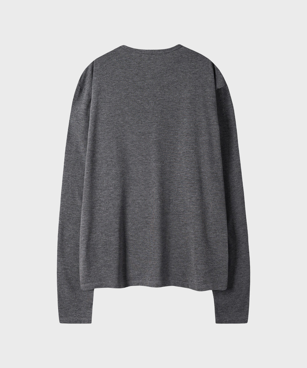 Soft Henley Neck Long Sleeve T-Shirt [Charcoal]