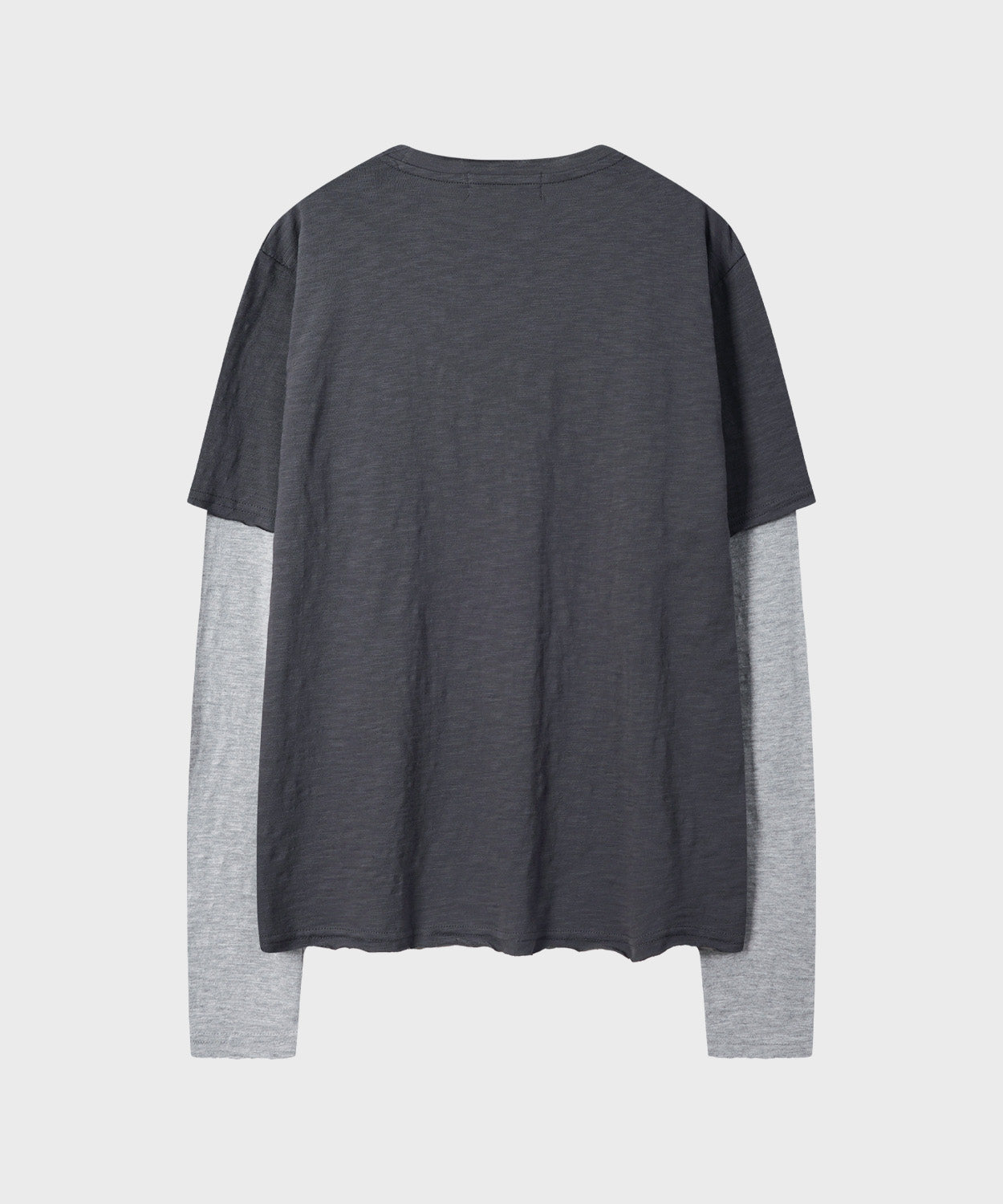 Cut-Off Layered Long Sleeve T-Shirt [Charcoal]