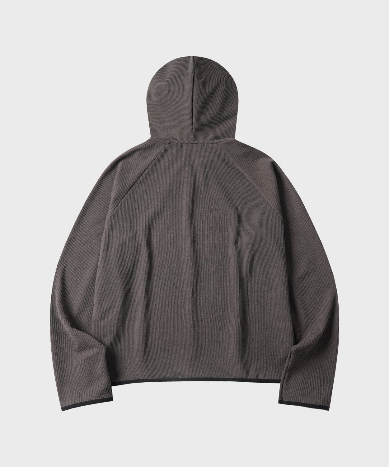 Ribbed Hooded Long Sleeve T-Shirt [Charcoal]