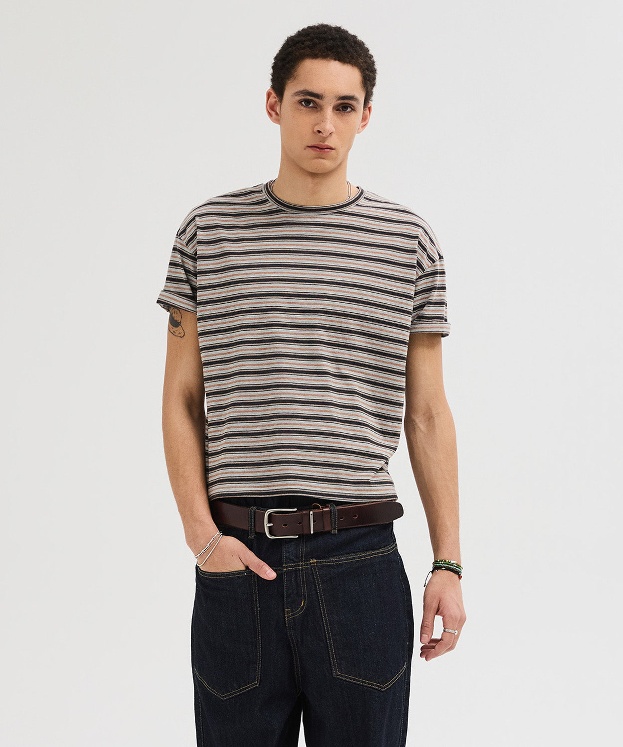 Essential Stripe Crop T-Shirt [Charcoal]