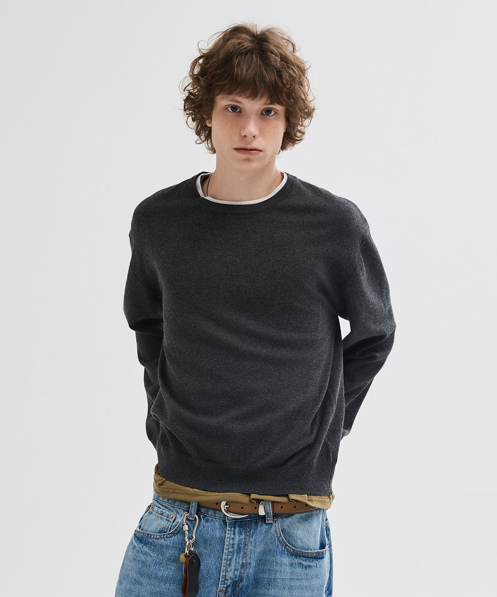 Soft Layer Round Knit [Charcoal]