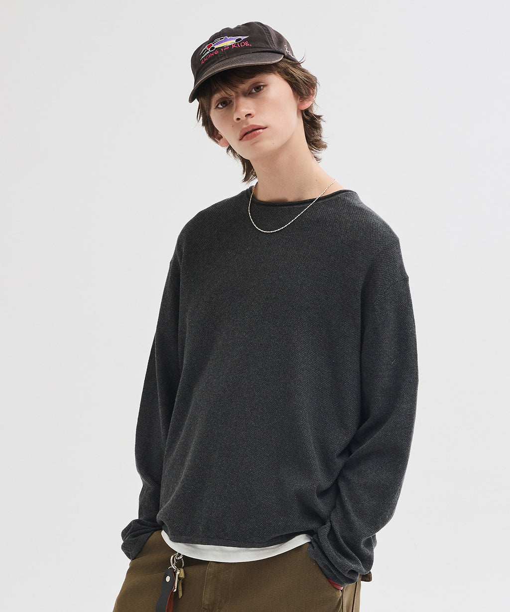 Cut-Off Texture Knit [Charcoal]