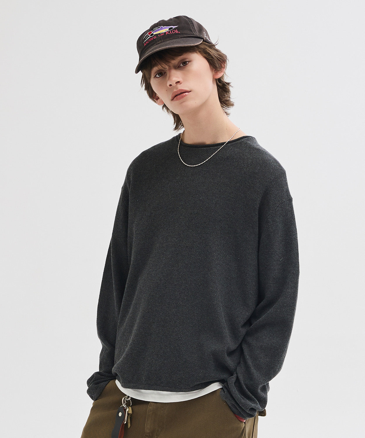 Cut-Off Texture Knit [Charcoal]