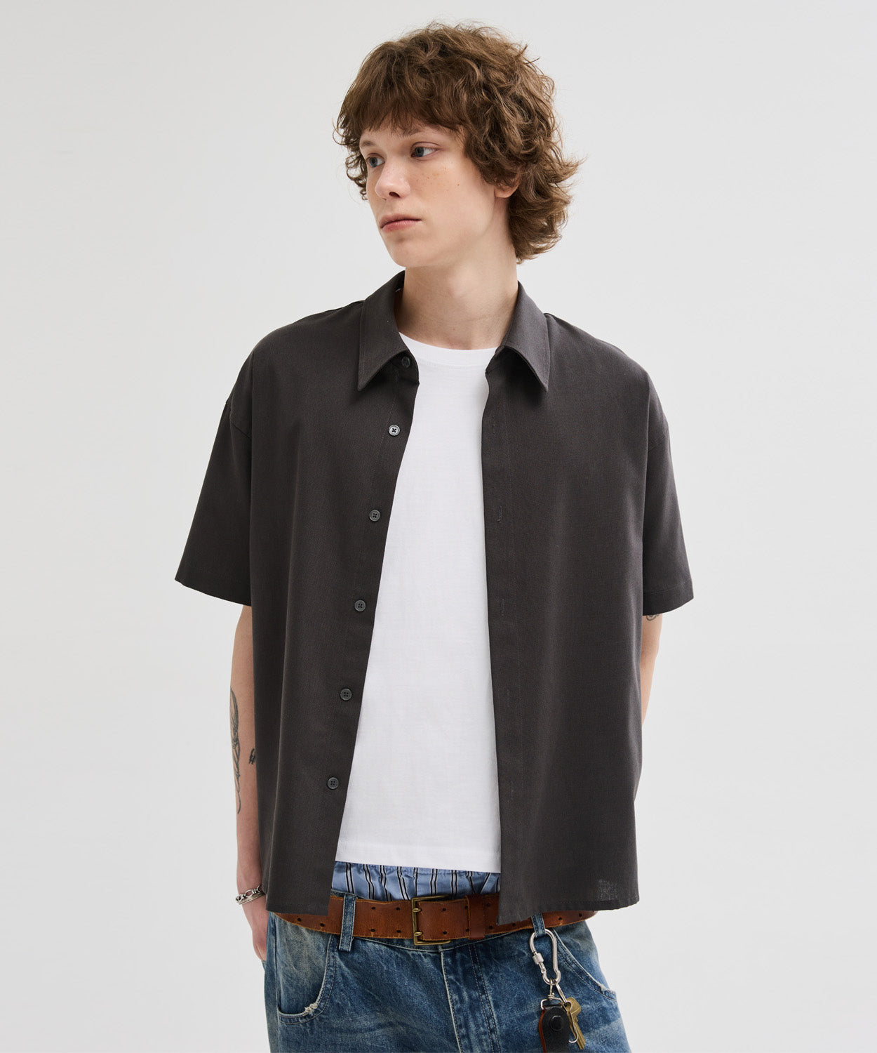 Summer Crop Short Sleeve Shirt [Charcoal]