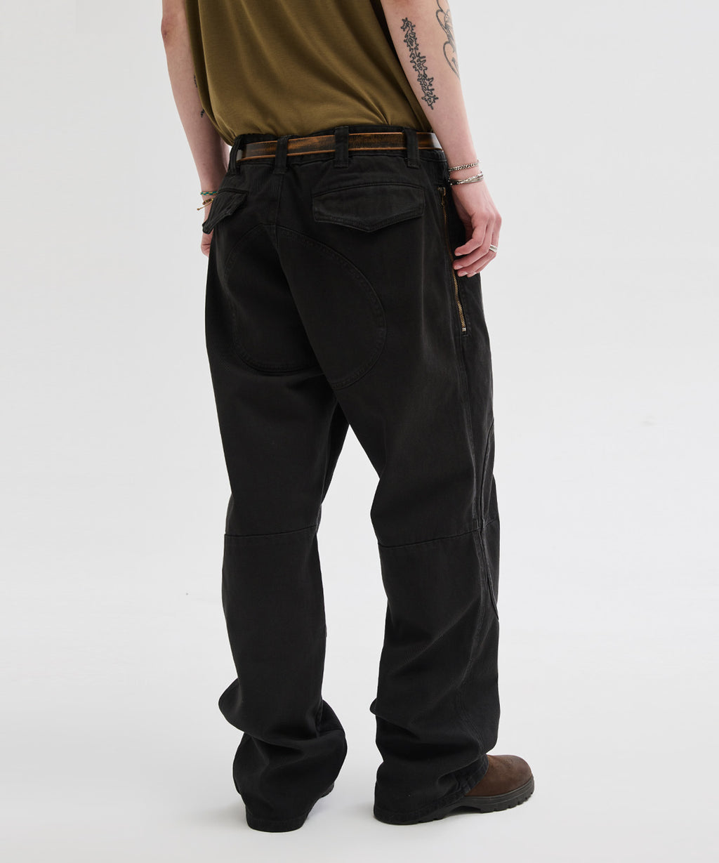 Side Zipper Garment Dyed Cargo Pants [Charcoal]