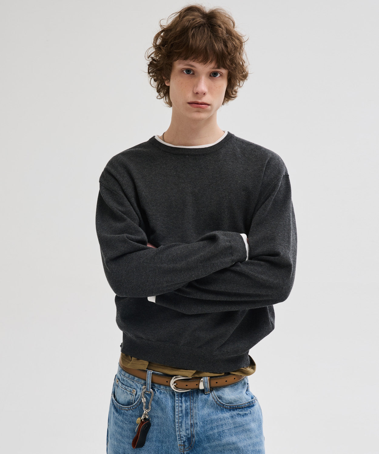 Soft Layer Round Knit [Charcoal]