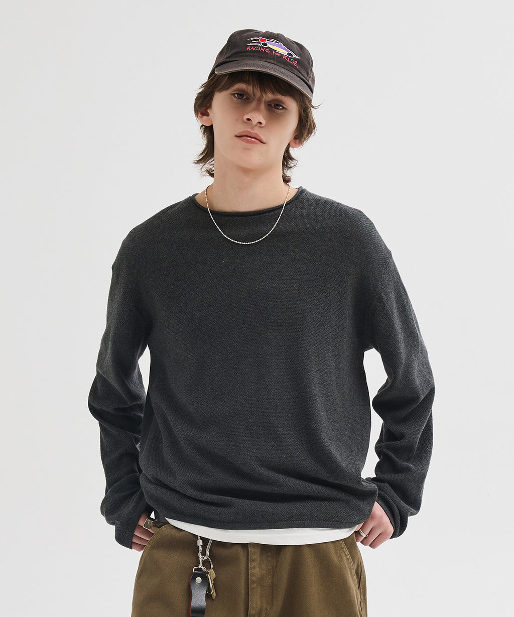 Cut-Off Texture Knit [Charcoal]