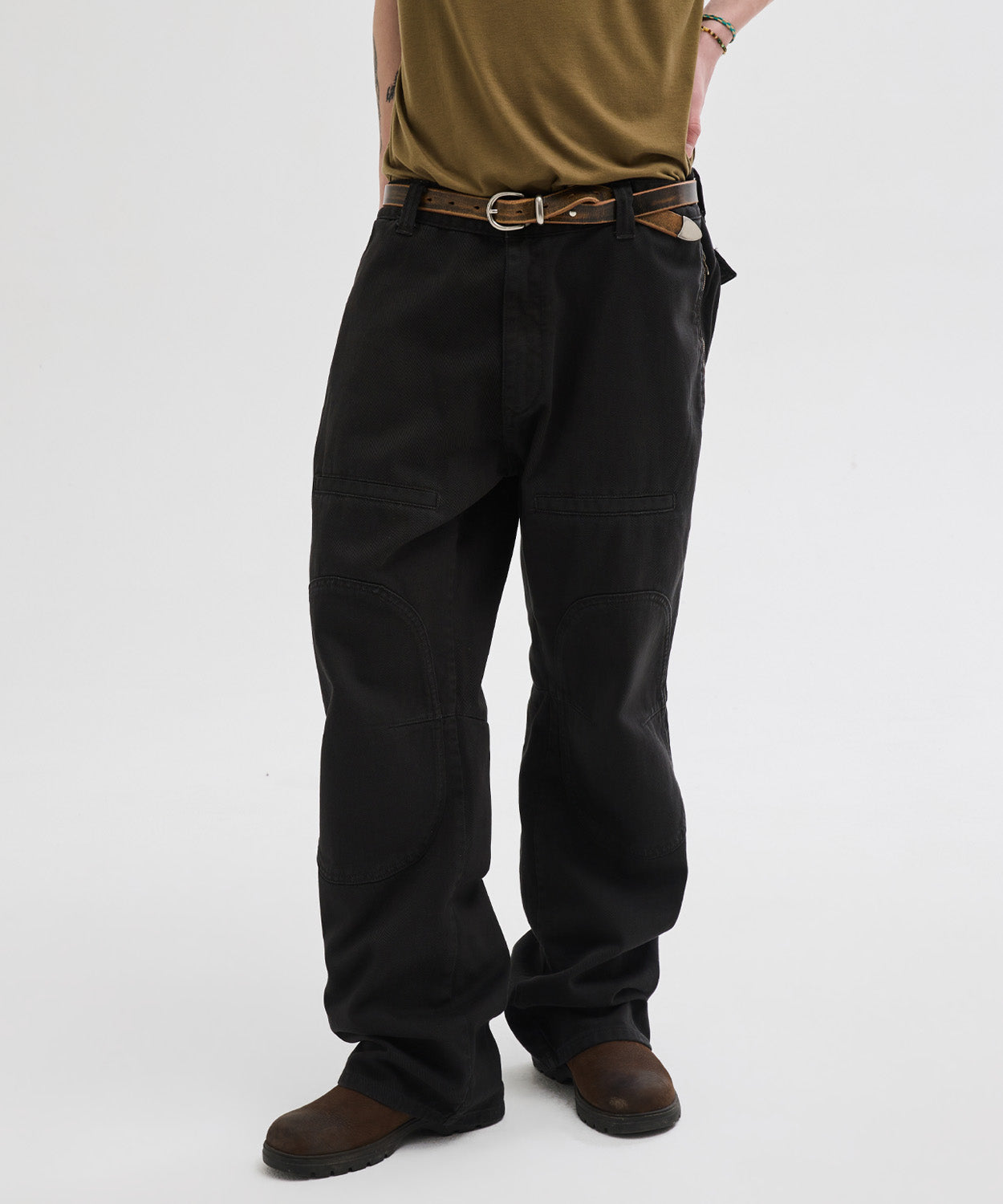 Side Zipper Garment Dyed Cargo Pants [Charcoal]