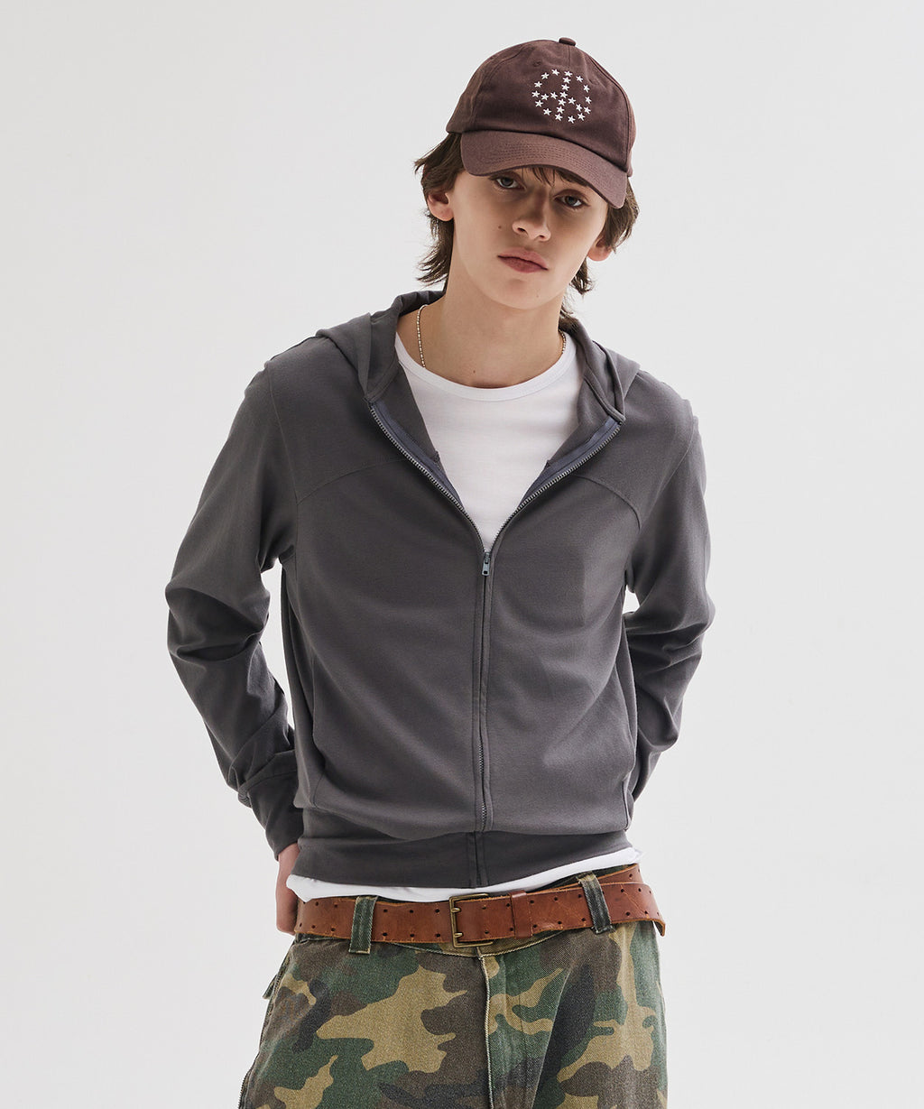 Slim Fit Hoodie Zip-Up [Charcoal]