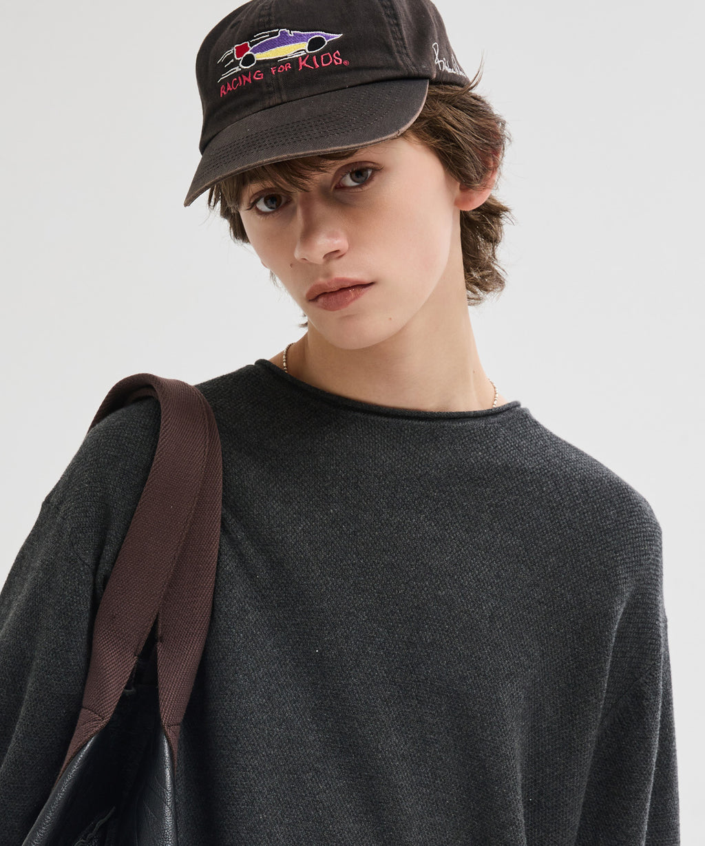 Cut-Off Texture Knit [Charcoal]