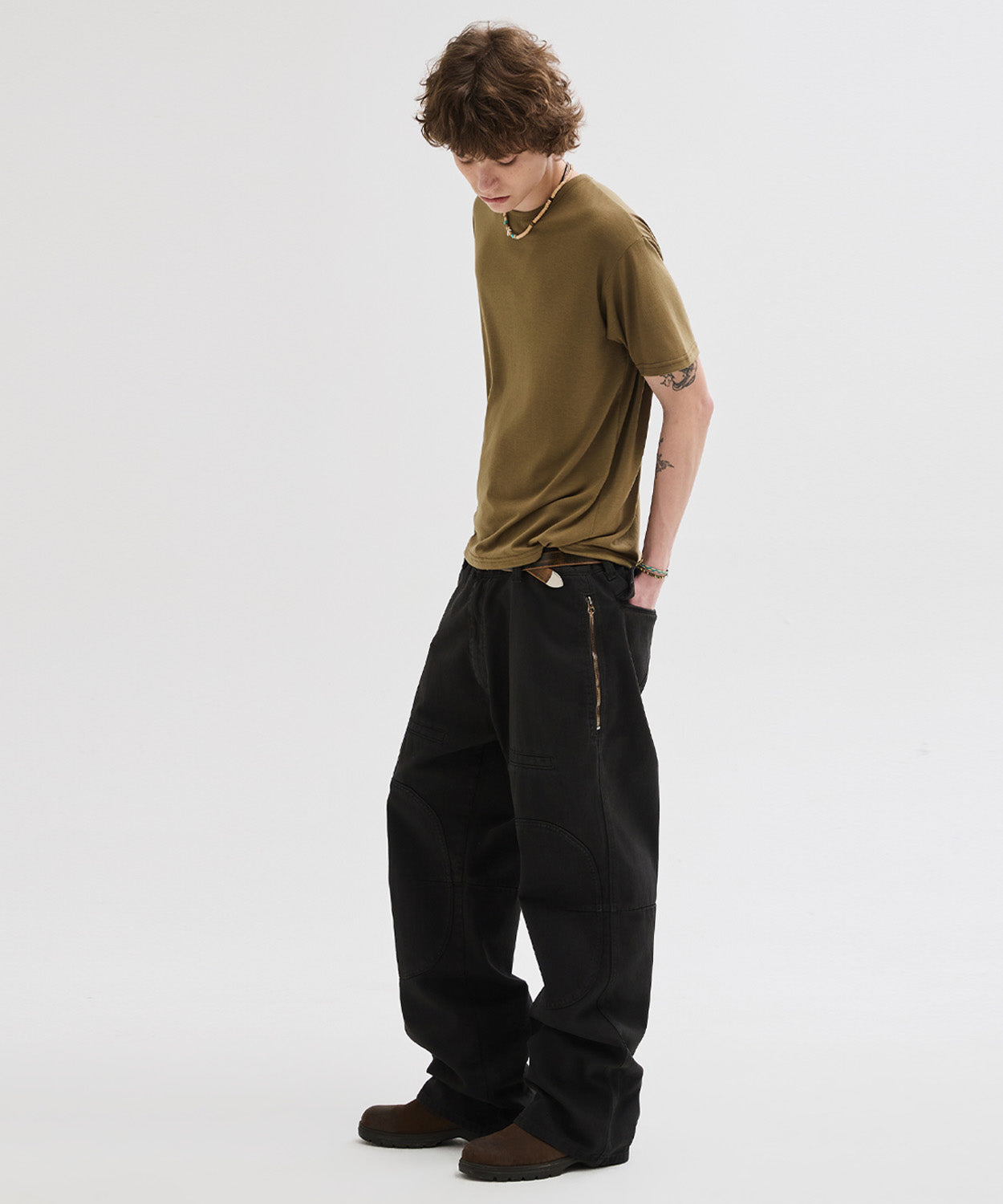 Side Zipper Garment Dyed Cargo Pants [Charcoal]