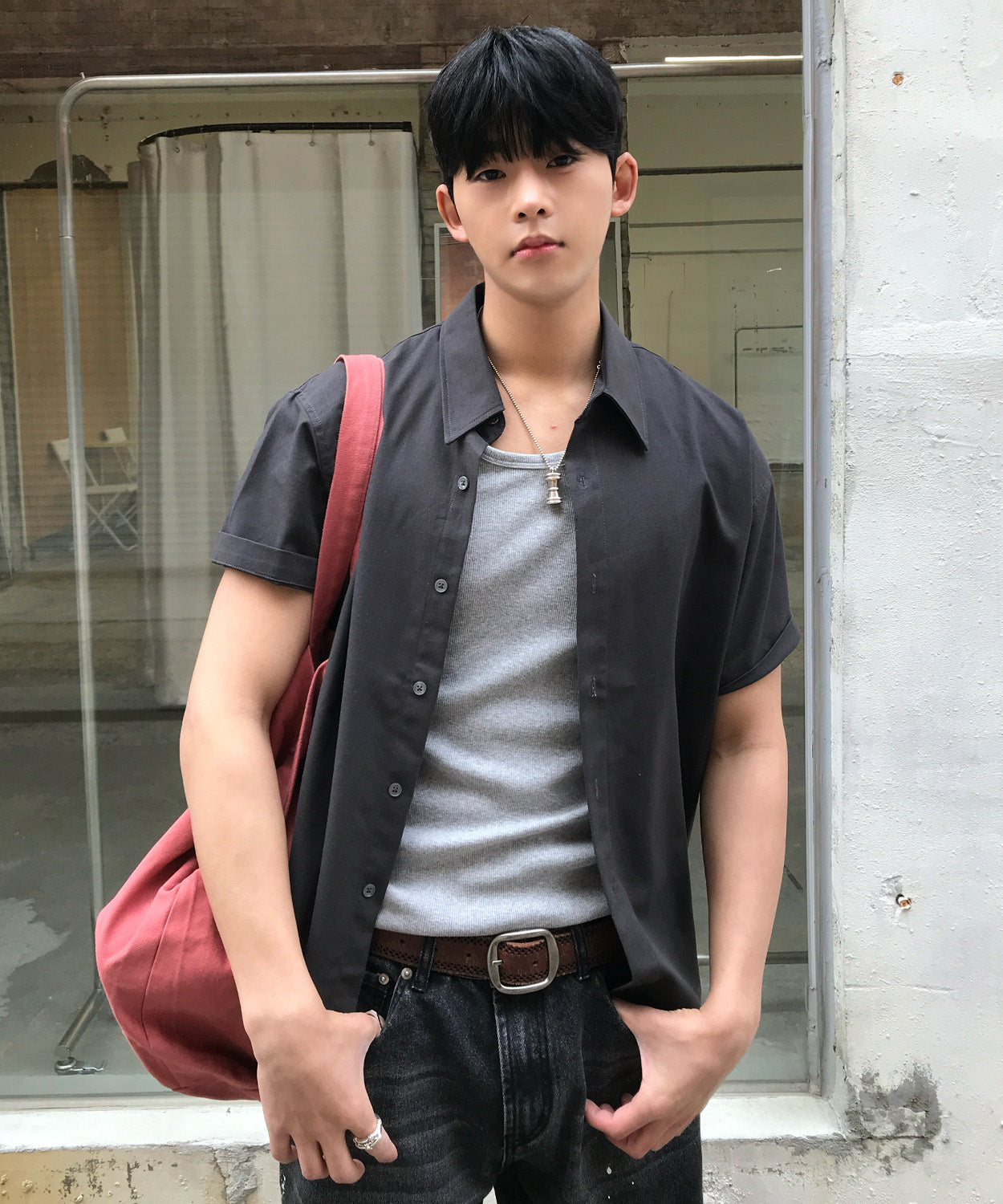 Summer Crop Short Sleeve Shirt [Charcoal]