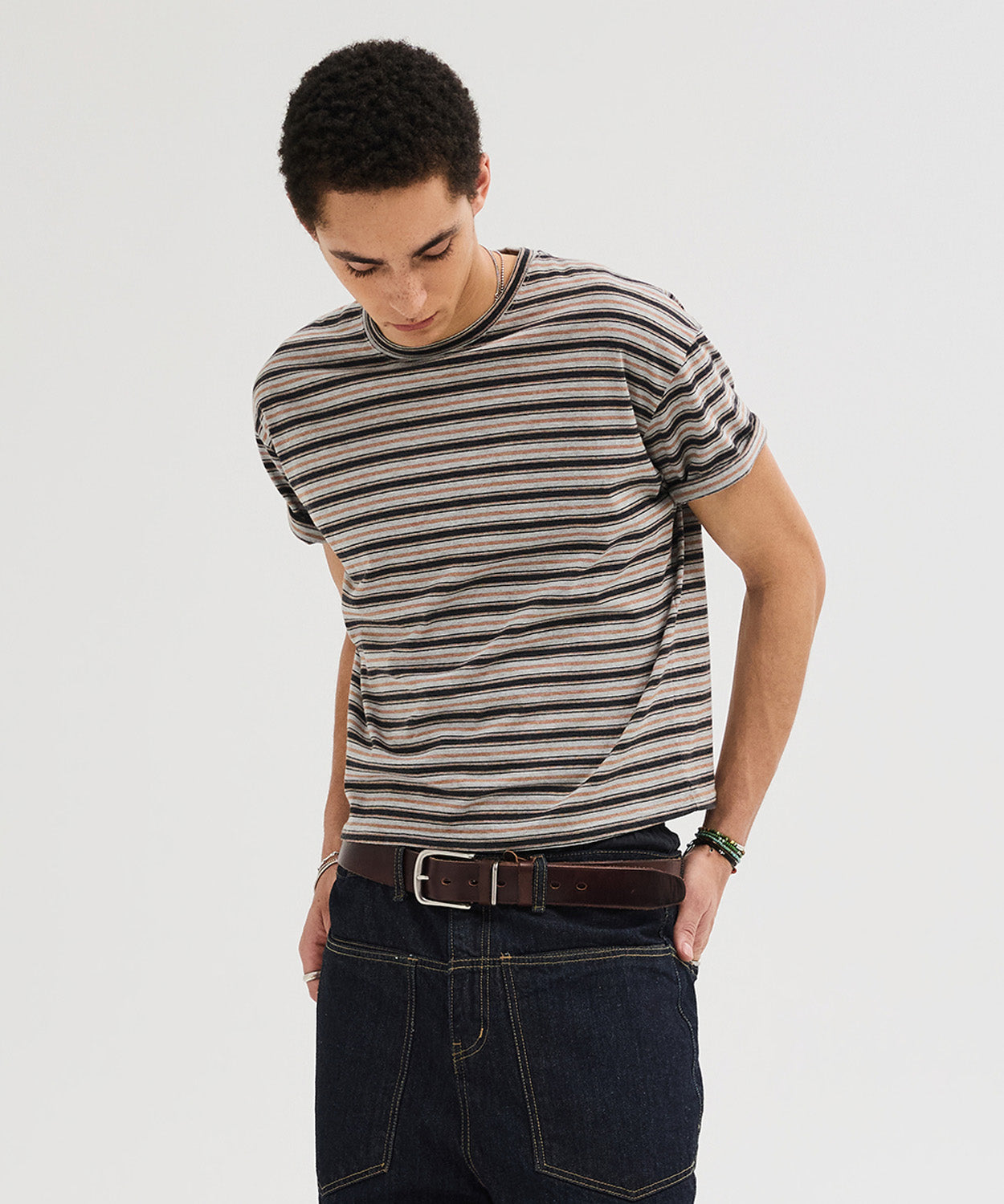 Essential Stripe Crop T-Shirt [Charcoal]