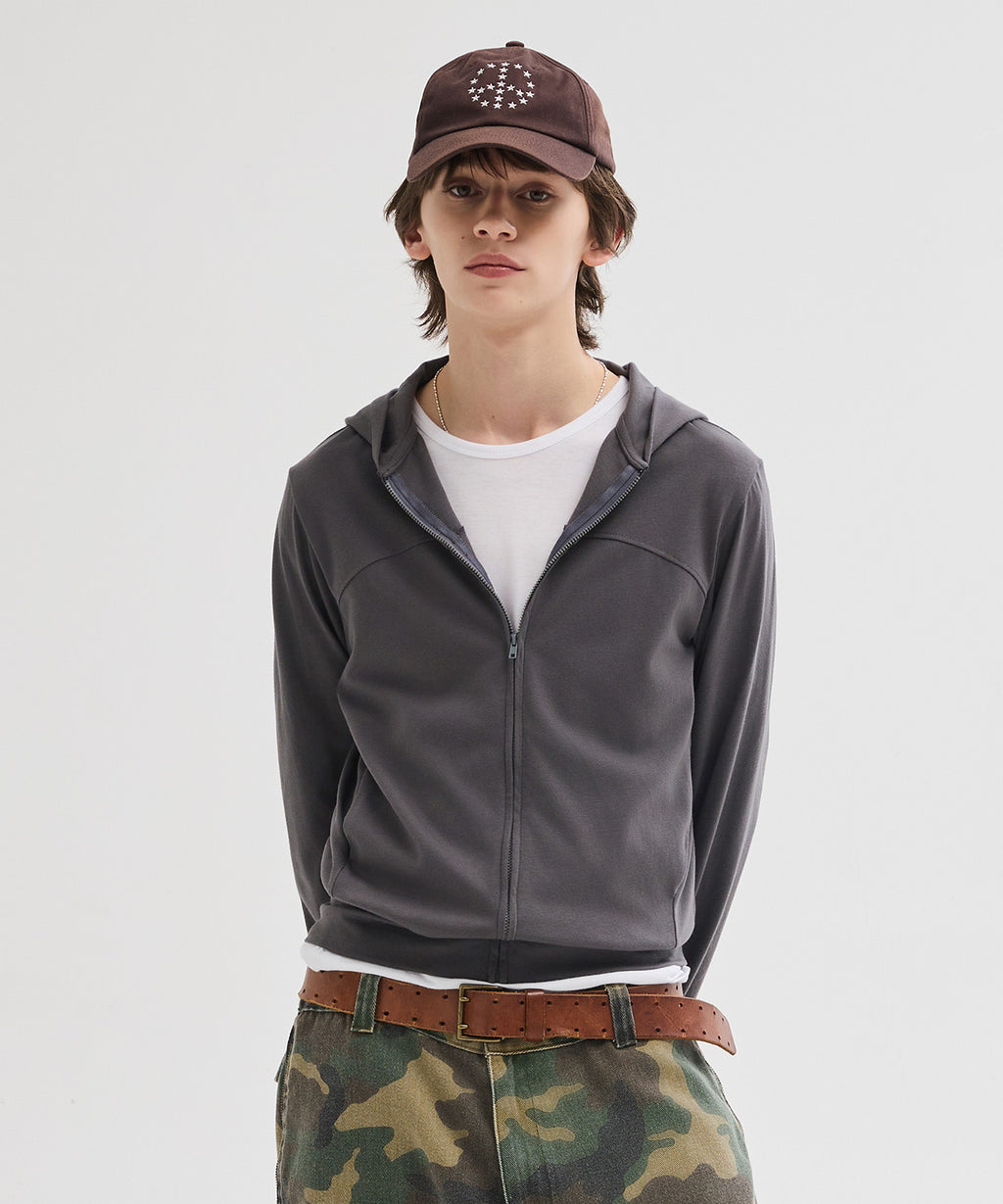 Slim Fit Hoodie Zip-Up [Charcoal]