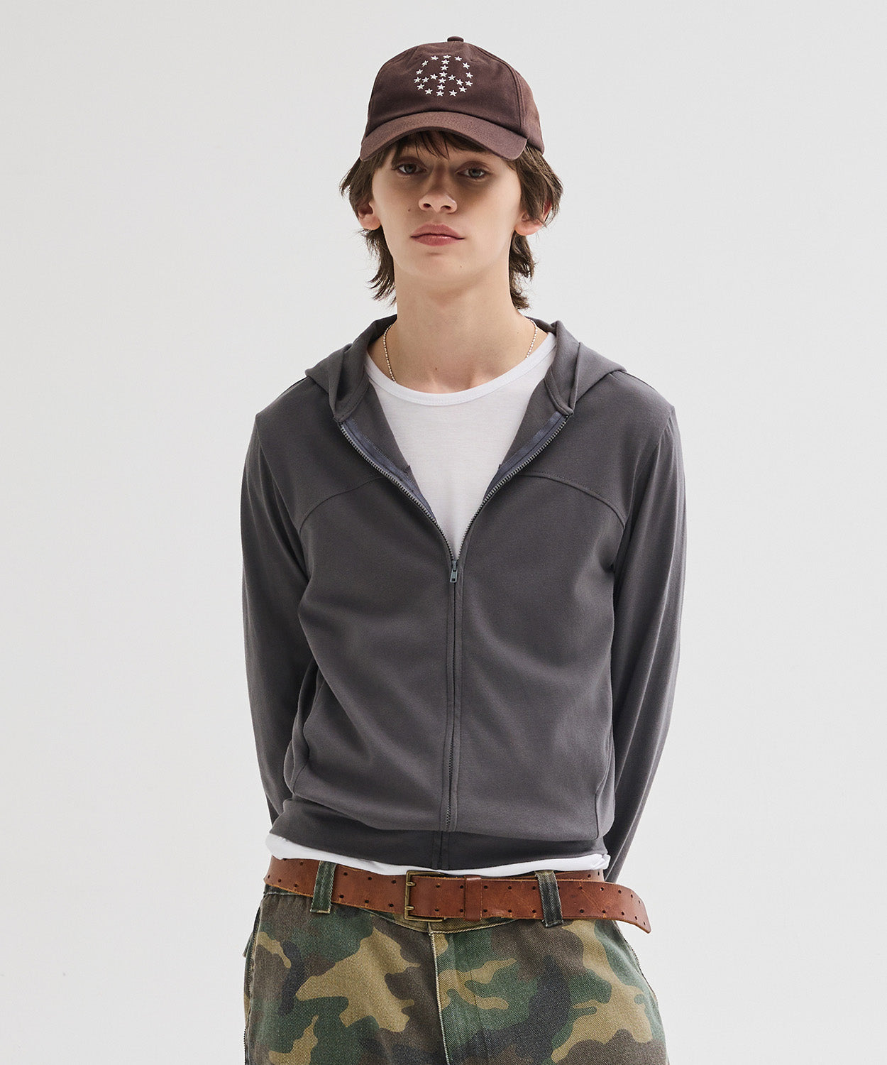 Slim Fit Hoodie Zip-Up [Charcoal]