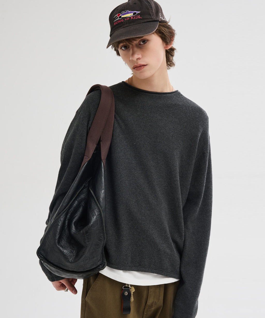 Cut-Off Texture Knit [Charcoal]