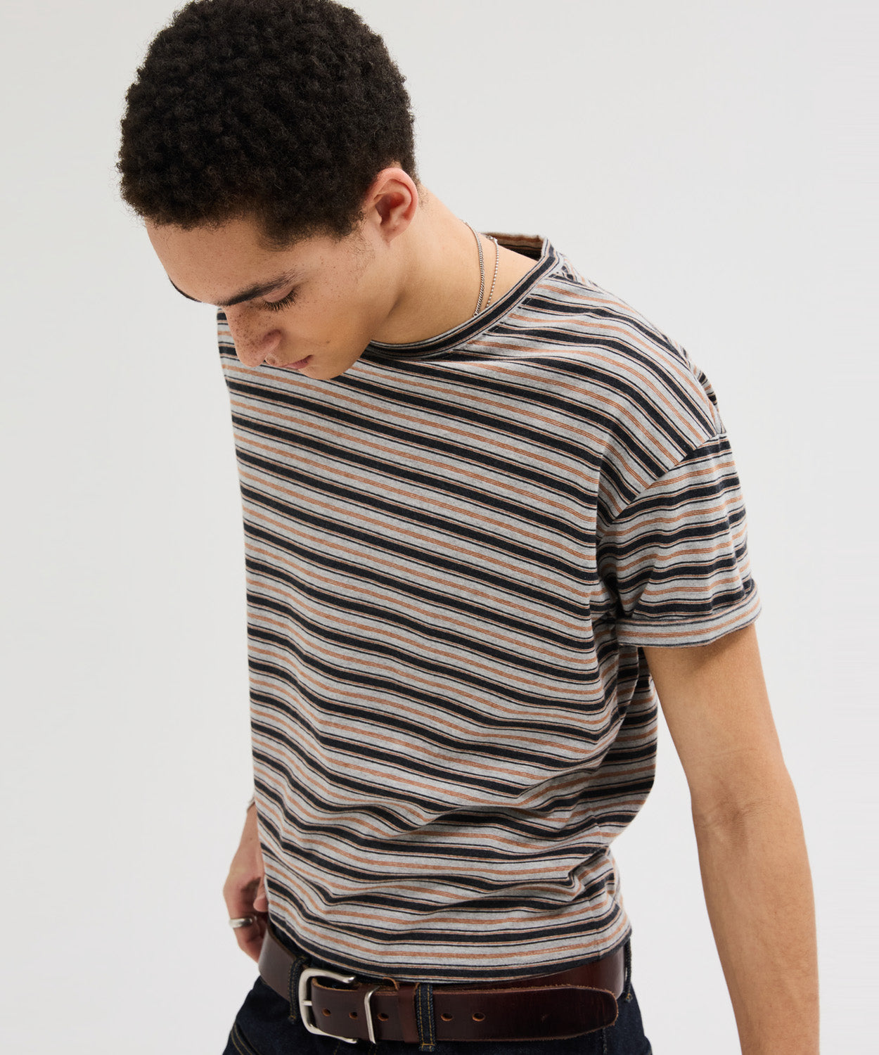Essential Stripe Crop T-Shirt [Charcoal]