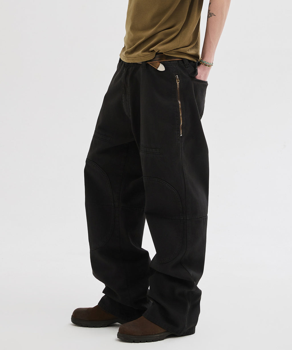 Side Zipper Garment Dyed Cargo Pants [Charcoal]