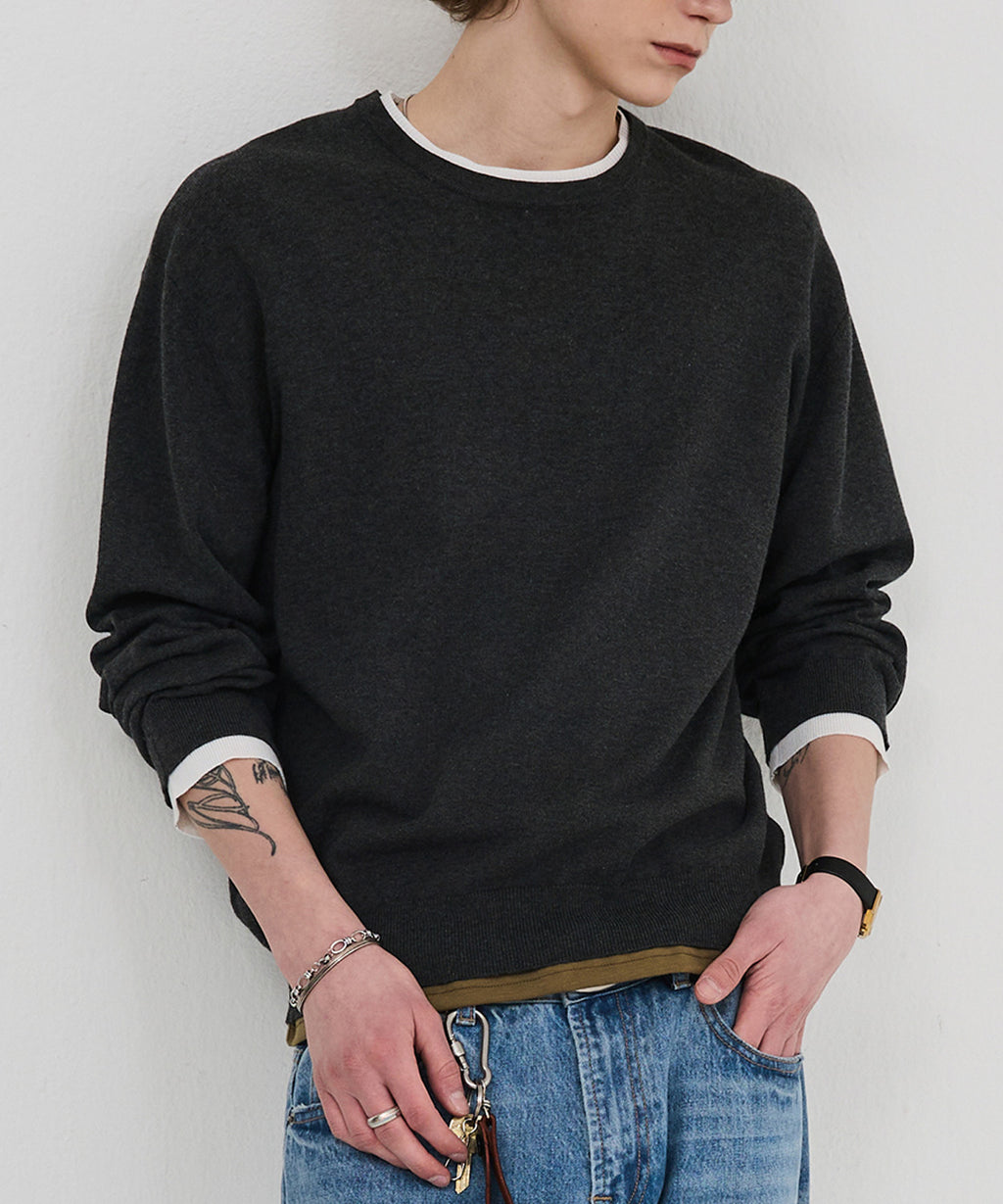Soft Layer Round Knit [Charcoal]