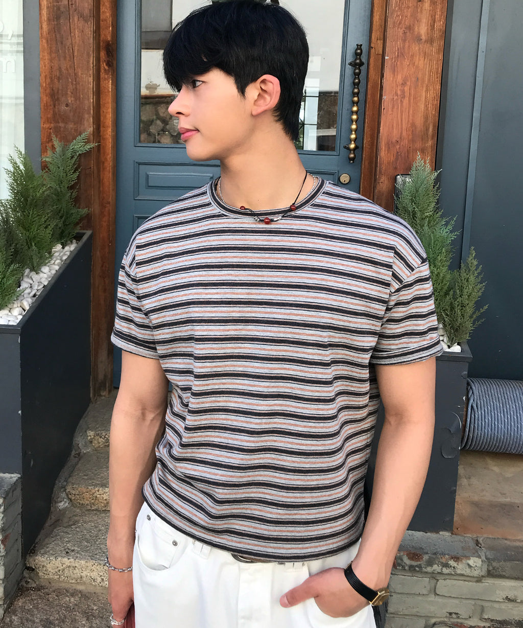 Essential Stripe Crop T-Shirt [Charcoal]