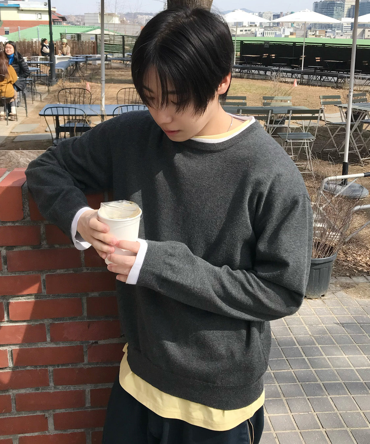 Soft Layer Round Knit [Charcoal]