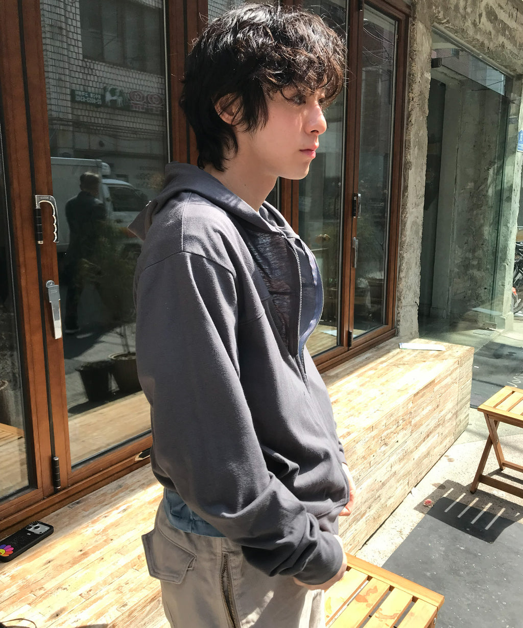 Slim Fit Hoodie Zip-Up [Charcoal]