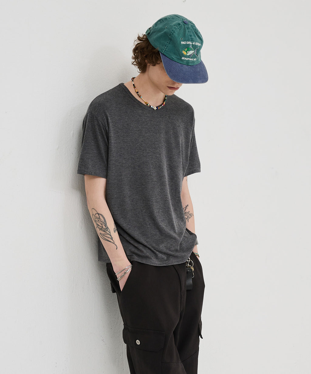 Soft U-Neck Inner T-Shirt [Charcoal]