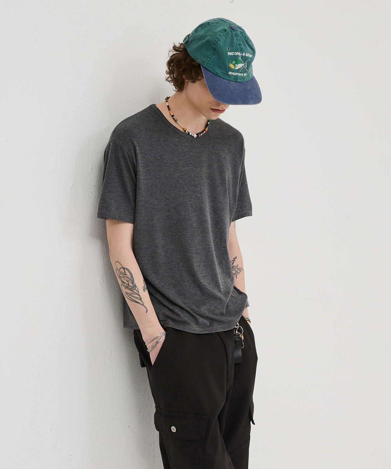 Soft U-Neck Inner T-Shirt [Charcoal]