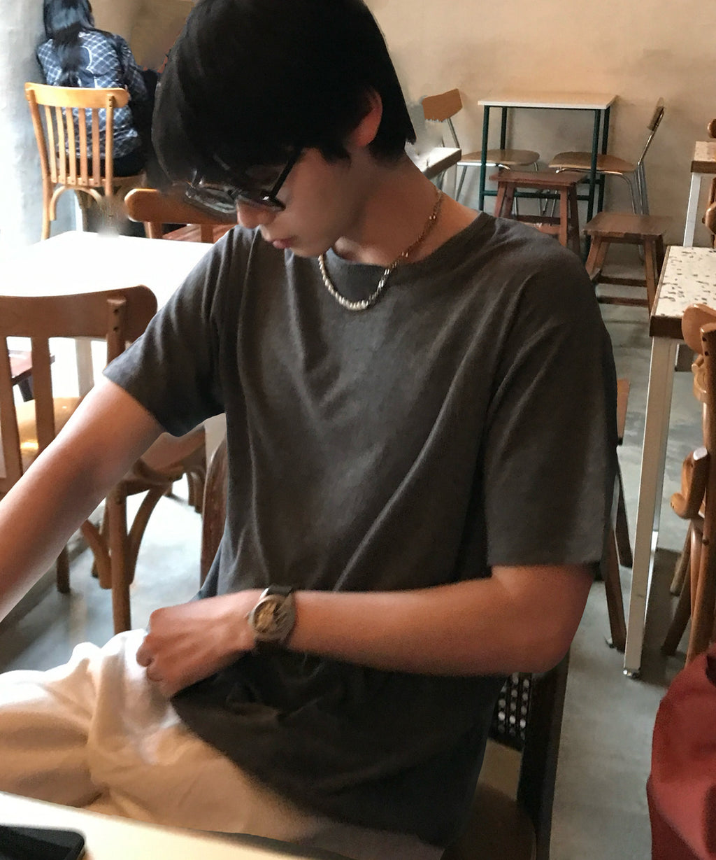 Soft U-Neck Inner T-Shirt [Charcoal]
