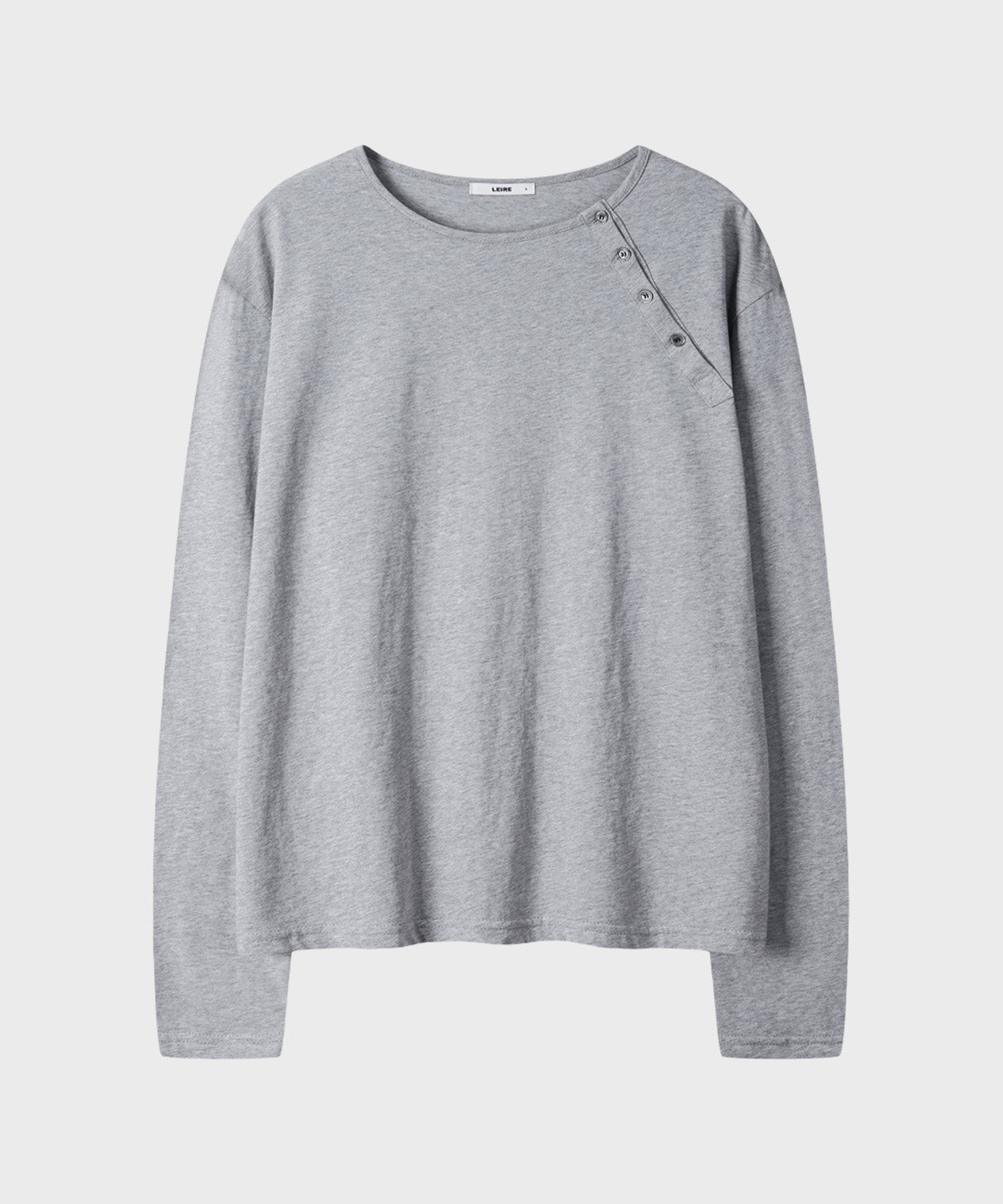Diagonal Henley Neck Long Sleeve T-Shirt [Gray]