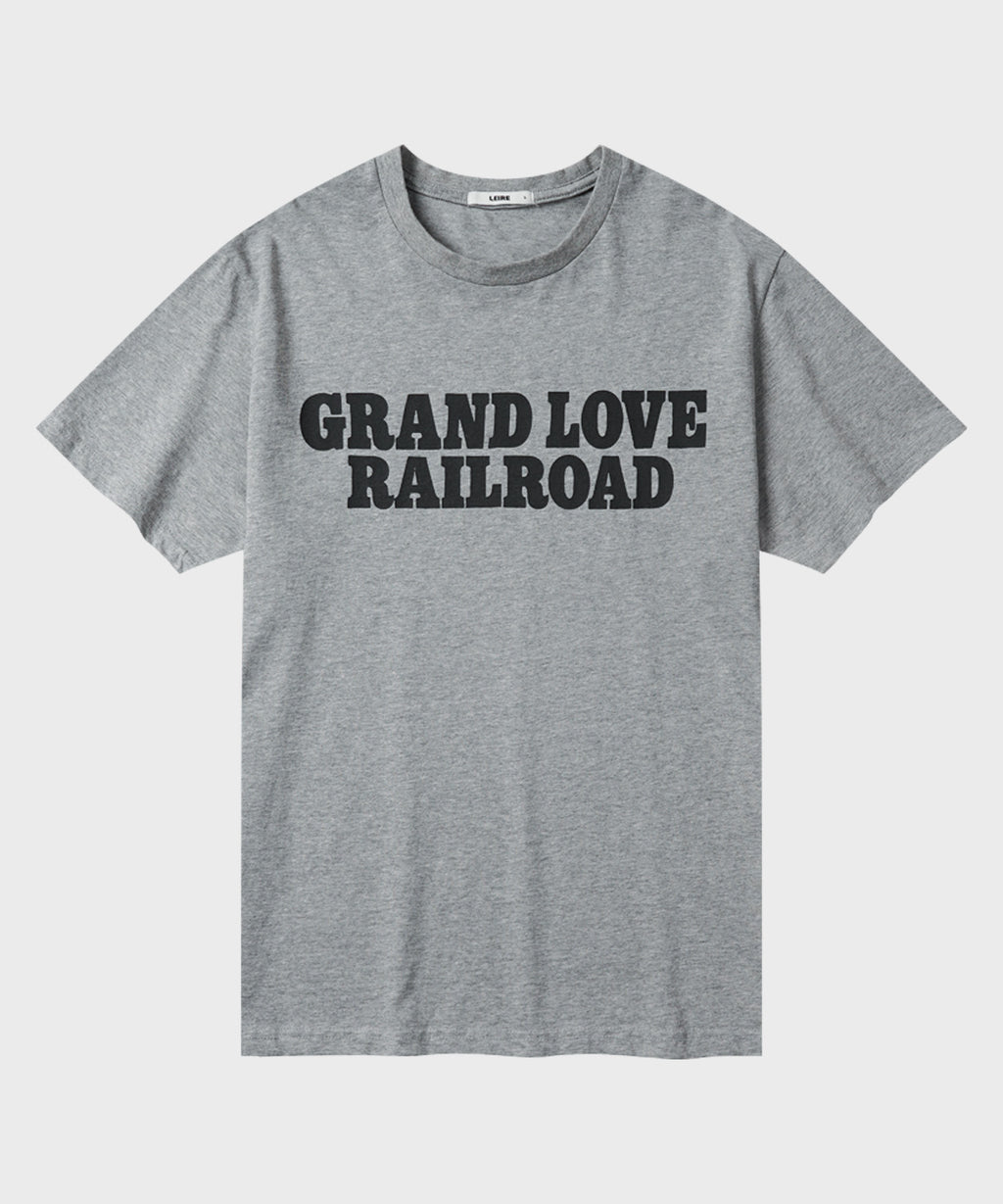 Vintage Lettering Print T-Shirt [Gray]