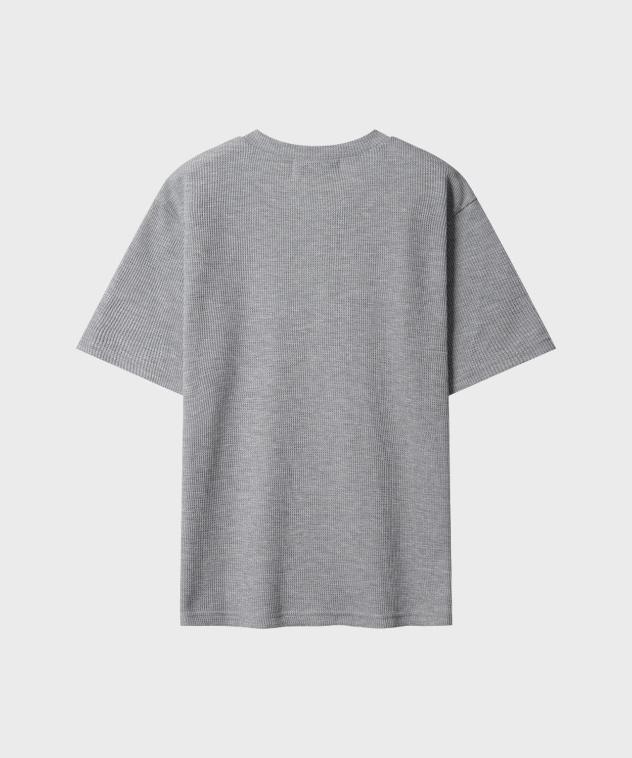 Waffle Henley Neck Semi-Crop T-Shirt [Gray]