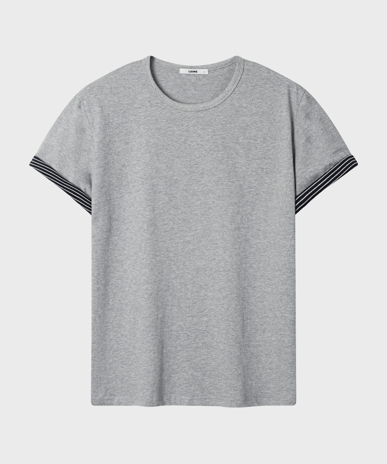 Stripe Layered Roll-Up T-Shirt [Gray]