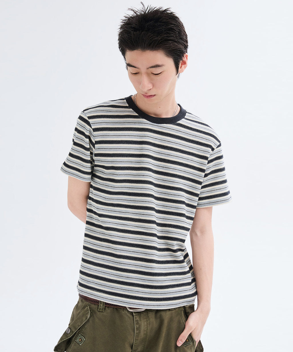 Summer Stripe Short Sleeve T-Shirt [Gray]