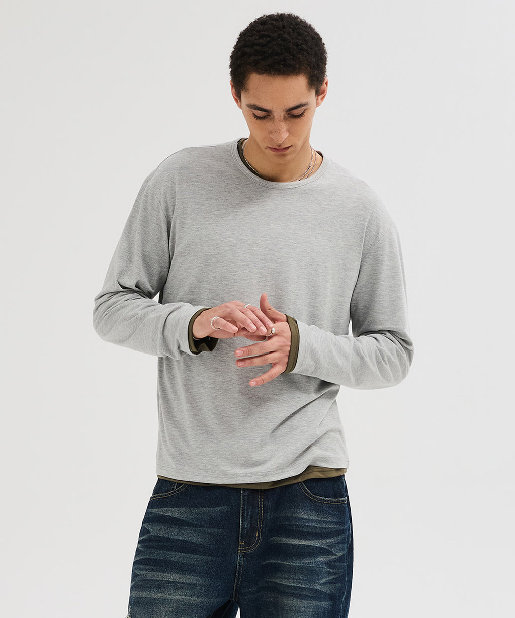 Soft Round Long Sleeve T-Shirt [Gray]