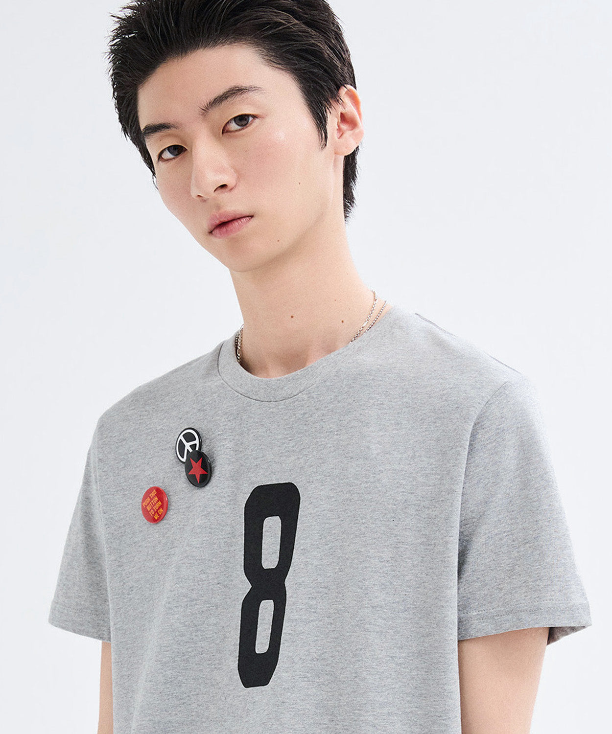 Vintage Number Print T-Shirt [Gray]