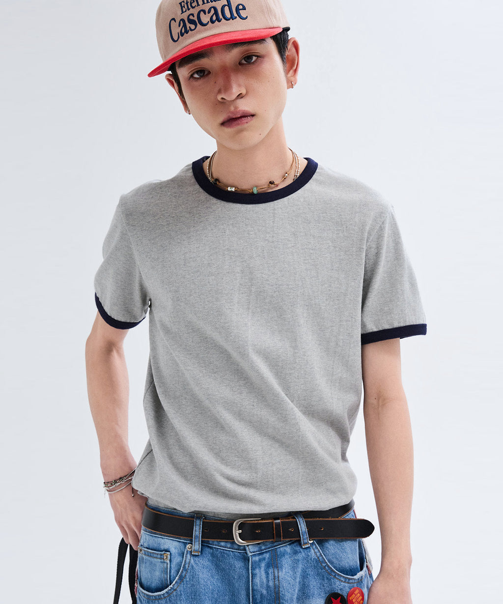 Essential Ringer Color-Block T-Shirt [Gray]