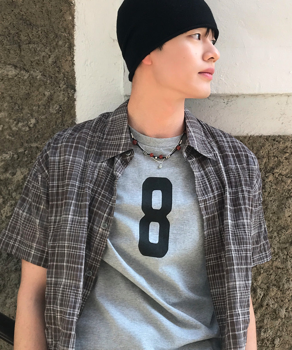 Vintage Number Print T-Shirt [Gray]