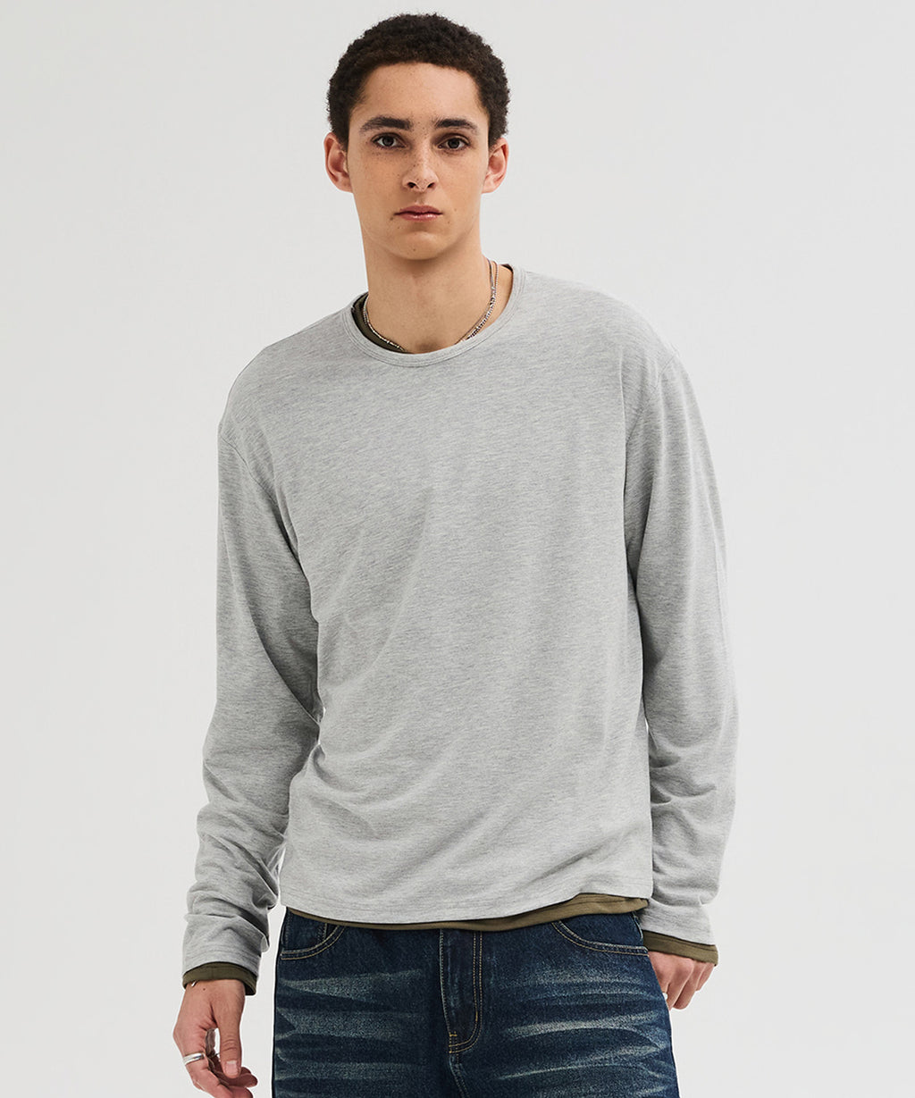 Soft Round Long Sleeve T-Shirt [Gray]